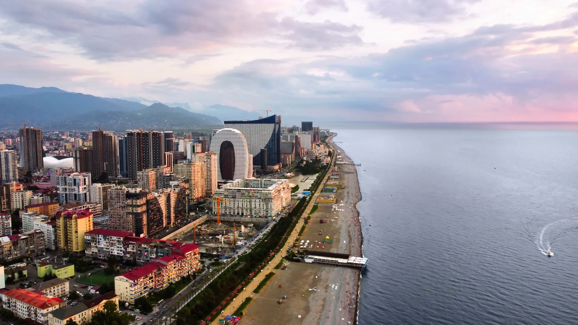 Coastal city skyline