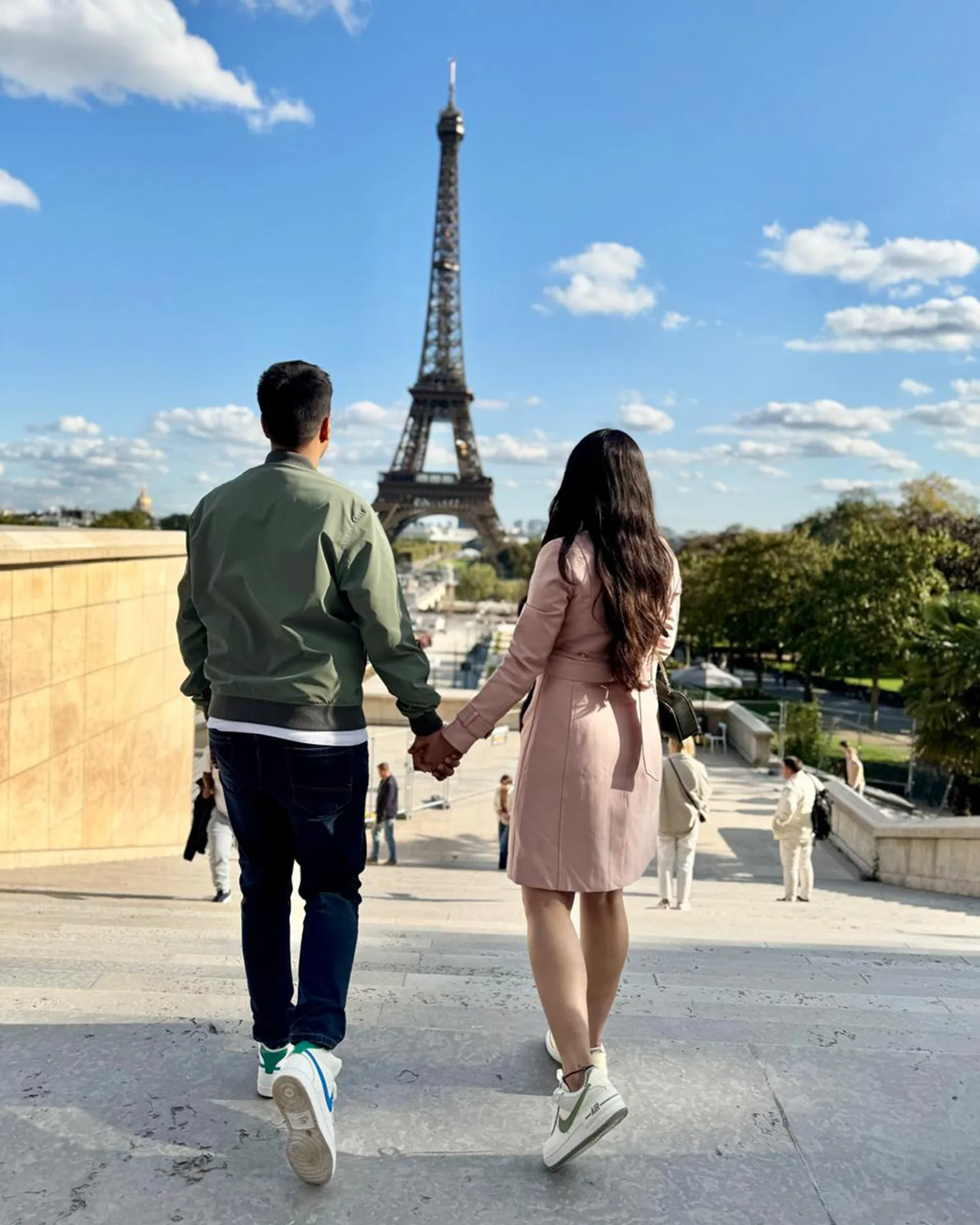 Couple walking along a holiday path