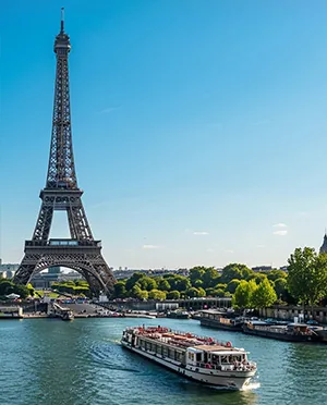 Eiffel Tower beside the Seine in Paris