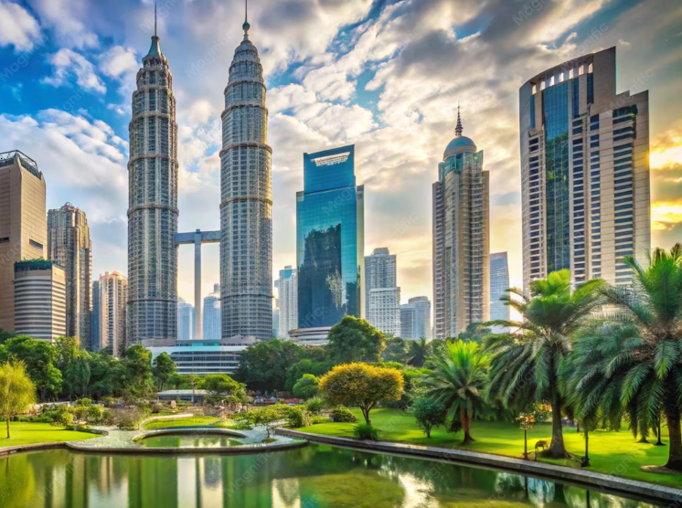 Petronas Twin Towers and gardens