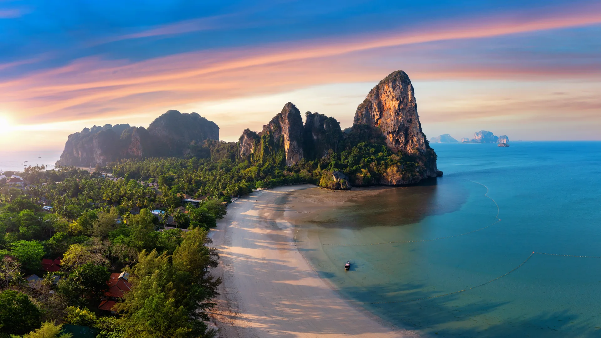 Railay Beach cliffs at sunrise