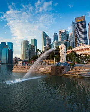 Singapore Merlion and Marina Bay